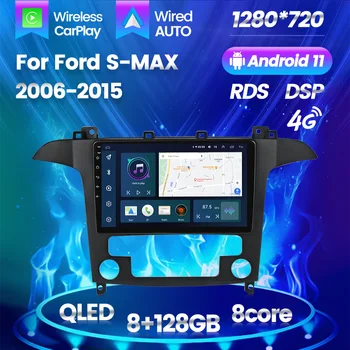 QLED Car Audio Rádio GPS Pre Ford S-MAX, S MAX 1 2006 - 2015 Android Auto Dotykový Displej Stereo Navigáciu Multimediálne 8-Core Žiadne Dvd