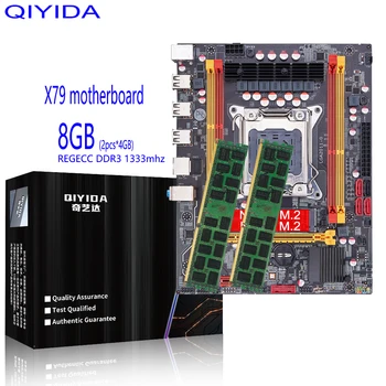Qiyida X79 doska set LGA2011-v1 v2 2PCSx4GB=8GB 1333MHz DDR3 ECC REG pamäť MATX NVME sata 3.0