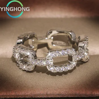 QueXiang S925 Sterling Silver Full Diamond Láska Krúžok pre Ženy Y2K Vintage Šperky Kúzlo Módne Luxusný Darček