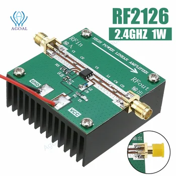 RF2126 400MHZ-2700MHZ širokopásmové pripojenie RF Zosilňovač 2.4 GHZ 1W Pre Bluetooth Ham Rádio Zosilňovač s chladiča