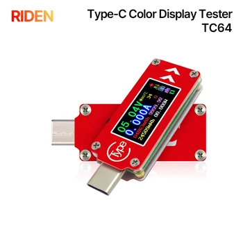 RIDEN TC64 Typ-C farebný LCD USB Voltmeter ammeter napätie prúd meter multimeter batéria PD nabiť power bank USB Tester
