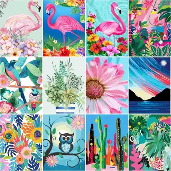 RUOPOTY Maľovanie Podľa Čísel Pre Dospelých S Rámom Kvety, Moderný Obraz Farebnosť Podľa Čísel DIY Darček Wall Art Domova