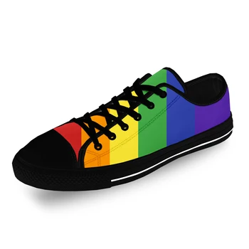 Rainbow LGBT Gay Pride Vlajka Lesbické Bežné Handričkou Módne 3D Tlač Nízkej Top Plátno Topánky Muži Ženy Ľahký Priedušný Tenisky