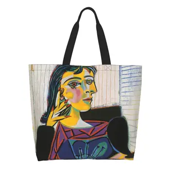 Recyklácia Portrét Dora Maar Nákupní Taška Ženy Plátno Ramenný Tote Taška Prenosná Pablo Picasso Potraviny Shopper Tašky
