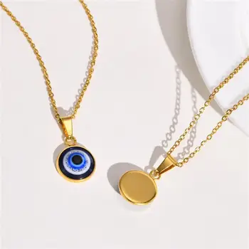 Retro Zlo Blue Eye Náhrdelníky pre Ženy, Zlatá Farba Nehrdzavejúcej Ocele turecký Etnických Amulet Prívesok Golier Šperky, Darčeky