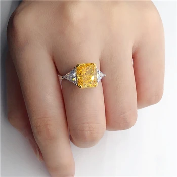 Rozprávkové 4.5 Karátového Žltého Diamantový Zásnubný Prsteň Ženy Výkaz Čistého Bieleho Zlata AU750 Krúžok Lásky Sľub, Šperky, Darček Pre Dievča