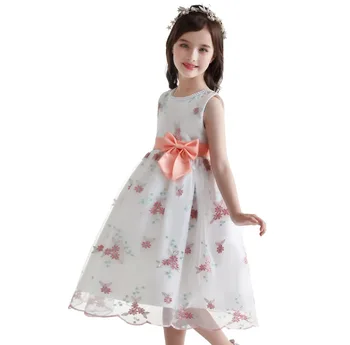 Roztomilé Dievčenské Šaty Módne Sukne s Výšivky Vzor pre Narodeninovej Party Kostým Detský Oblečenie na Leto