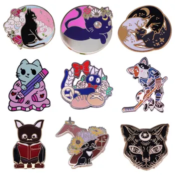 Roztomilý Magic Pet Kitty Kovové Smalt Odznak Felidae Zvierat Cartoon Klope Brošňa Denim Jacket Batoh Pin Dekorácie Deti Darčeky