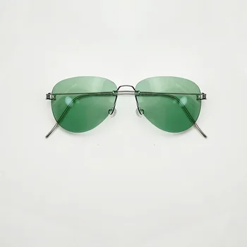 Ručné vintage frameless pilot krátkozrakosť predpis okuliare, bez obrúčok okuliare s zelená, modrá, hnedá a fialová šošovky