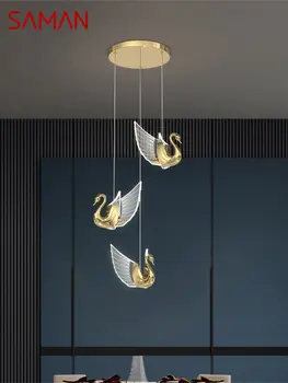 SAMAN Nordic Prívesok Svetlo Tvorivé Swan Luster Visí Lampa Moderného Zariadenia pre život Jedáleň