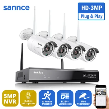 SANNCE 8CH Bezdrôtový NVR KAMEROVÝ Systém 3MP IP Kamera Wifi Nepremokavé INFRAČERVENÉ Nočné Videnie Home Security kamerový Súpravy Vonkajšie