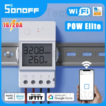 SONOFF POW Elite Smart Power Meter Prepínač 16A/20A, WiFi, Smart Home Prepínač LCD Displej Pracuje S Alexa Domovská stránka Google App eWeLink