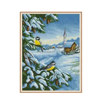 Snow bird Diamond maľovanie cross stitch súprava Štvorcových Kolo Vŕtať šitie, vyšívanie HOBBY ručné vyšívanie