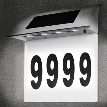Solárne Dvere Číslo Svetlo LED Doorplate Lampa Nerezové Vonkajšie Apartmánový Dom s Verandou Čísla Svetlo s Podsvietením Domova