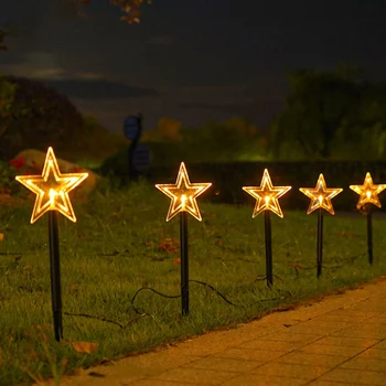 Solárne Pentagram Snowflake Vianočný Stromček LED Nočné Lampy, Záhradné Krajina Dekorácie Nepremokavé Vonkajšie Nádvorie Trávnik Svetlo