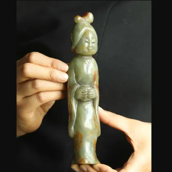 Starej Číne Prírodné hetian Jade Ručne Vyrezávané sochy ľudských tanečník žena m