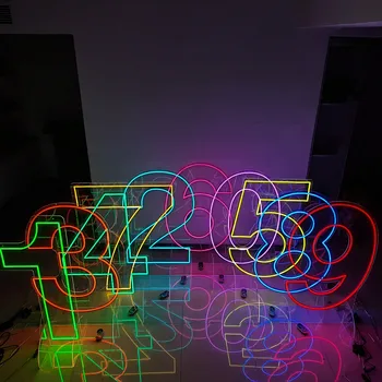 Stojí Neon Znak 0-9 pre Narodeninovej oslavy Výročia Izba Dekor Osobné Neónový nápis Vonkajšie LED List Číslo Darček