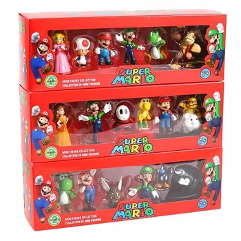 Super Mario Bros PVC Akcie Obrázok Hračky, Bábiky Model Nastaviť Luigi Yoshi Donkey Kong Húb pre deti narodeninám