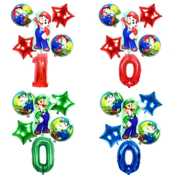Super Mario Hry Mario Balóny Nastaviť Karikatúry Okolo Číslo Hliníková Fólia Balón Narodeniny, Party Dekorácie Deti Xmas Party Hračky
