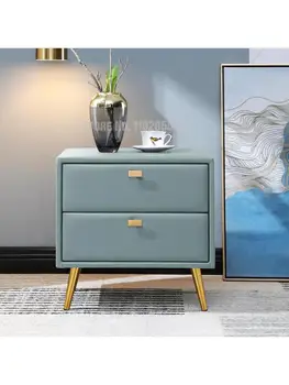 Svetlo luxusné nočný stolík jednoduchý, moderný modrá masívneho dreva malé skrinky okna tabuľky, spálne, doplnky, kožené mäkká taška nočný stolík