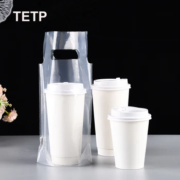 TETP 50Pcs Transparentné Zahustiť Kávy Take-away Taška Pitie Mlieka Nápoj, Ovocný Čaj Balenie Psík Kabelka Pre Malé podniky