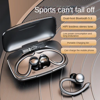 TWS Bluetooth Slúchadlá T82 S Mikrofónom Šport Ucho LED Displej Bezdrôtové Slúchadlá HiFi Hlboké Basy Vodotesné Slúchadlá
