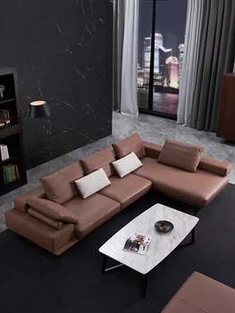 Taliansky minimalistický kožená sedačka, hovädzie kože na hornej vrstvy, jednoduchý moderný veľkosť, obývacia izba rohu, imperial concubine