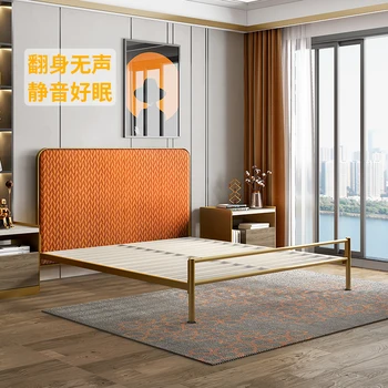 Tiantan Nábytok Svetlo extravagantné Kovov Železa Umenie posteľ zahusťovanie a posilnenie dvojité ekonomické jednoduché Moderné postele