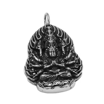 Tisíc Rúk Guanyin Buddha Prívesok z Nerezovej Ocele s Príveskom, Náhrdelník Slon Amulet Lucky Zen Budhizmus Mužov Prívesok SWP0590