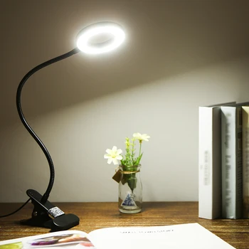 Tomshine Stolná lampa USB Nabíjateľné stolná Lampa s Klip Čítania Knihy Nočné Svetlo LED Stolná Lampa Tabuľka Ochrana Očí Stmievateľné