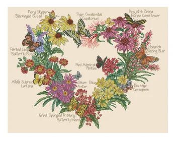 Top Kvalita Motýlie Záhrady Garland kvet Cross Stitch Art Kit 16CT 14CT Krém Plátno Výšivky HOBBY Ručné Domova