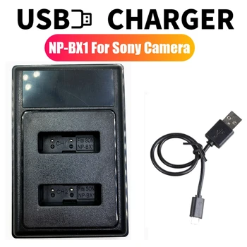 Top Ponuky NP-BX1 LCD Duálny USB Nabíjačka Pre Sony Kamera H400 HX300 RX10 HX50 HX300 Fotoaparát, Nabíjačku S Typ-C Port