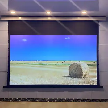 Top Predávať 84-150 palcový Tenká Elektrické Tab-napnutý Drop-Down Screen obrazovky 4k 8 pre kino obsidian krátke/dlhé hodiť projektor