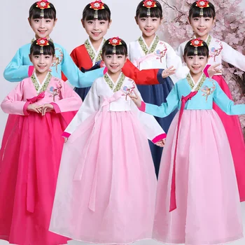 Tradičné Kórejské Tanečnej Scény, Kostýmy Dievčatá Hanbok Svadobné Šaty Deti Deťom Výkon Ázijské Oblečenie Strany Festival Oblečenie
