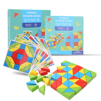 Trojuholníkové Drevené Stavebné Bloky, Batoľa, Deti Puzzle Blok Hračka Tvorivosti Vzdelávacie Hračka#1 K