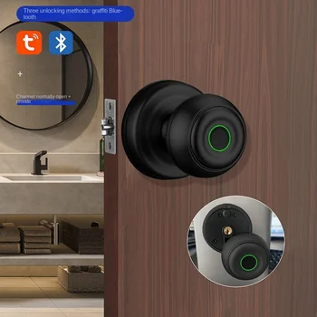 Tuya Bluetooth smart lock pre Odtlačkov prstov Loptu dverí zamky Keyless entry Biometrický snímač Odtlačkov Typ-C a mechanické tlačidlo odblokuj