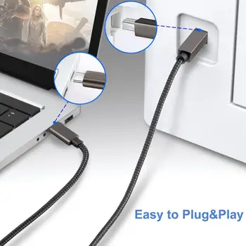 Typ-C, USB 2.0 B Kábel Tlačiarne Nylon Pletená USB2.0 B kábla k Tlačiarni za Kábel 1,5 m USB C MI DI Kábel Kompatibilný Pre Notebook, Fotoaparát, Pevný
