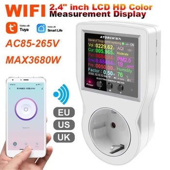 US/UK/EU WIFI Smart Plug Zásuvky 220V AC Digitálny Wattmeter Pracuje s Alaxa Domovská stránka Google APP Remote Control Power Monitor Zásuvky