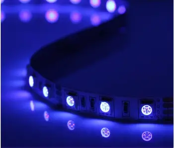 UV(390nm-400 nm) farba LED pásy 5050 SMD 12V flexibilné svetlo 60LED/m,5 m, 300LED,non-vodotesný;biela pcb