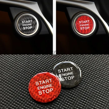 Uhlíkových Vlákien Interiér Engine Start Stop Tlačidlo Krytu Spp Výbava Štart Stop Jedno Tlačidlo Pre Alfa Romeo Giulia/Stelvio 2017-2019