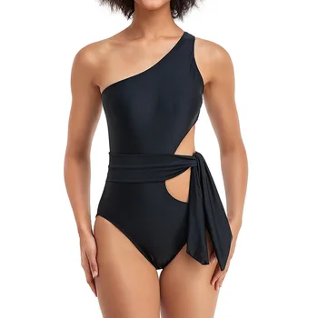 V lete roku 2023 Nové Módy Sexy Nový Príchod Beach Štýl plus Veľkosť Plavky Brucho Pokrýva Black Duté z Pásu Plavky, Bikiny