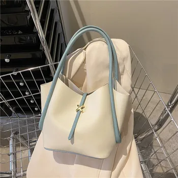 Veľkú Kapacitu Ramenní Taška pre Ženy 2022 Nové Módne Bežné Jednoduché dámske Kabelky Pu Kožené Pevné Dizajnér Lady Shopper Tašky