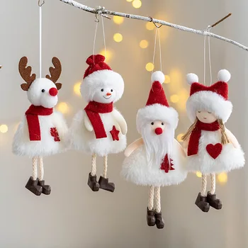 Vianočné Bábika Plyšový Handričkou Santa Claus Snehuliak Elk Visí Prívesok Krásne Ozdoby na Vianočný Stromček pre Domáce Vianočné Ozdoby Noel