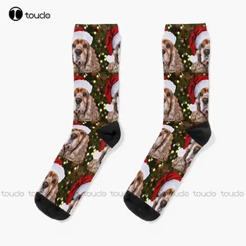 Vianočné Kokeršpaniela Pes Psy, Šteňa, Šteňatá, Ponožky, Pracovné Ponožky Pre Mužov 360° Digitálna Tlač Vlastný Darček Streetwear Zábavné Ponožka