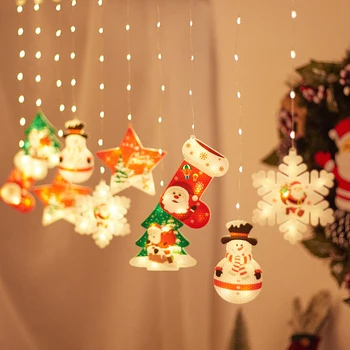 Vianočné Okno, Svetlá,Vianočné LED Reťazec Svetlá Novinka Vianočné Závesné Osvetlenie s USB Veselé Vianoce Opony String Svetlá