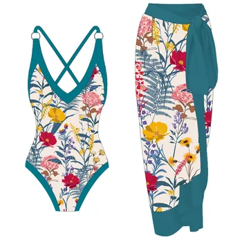 Vintage Kvetinový Tlač Plavky, Letné Jednodielne Plavky Ženy Plavky Plážové Oblečenie Plavky, Bikiny, Leto Žena Oblečenie