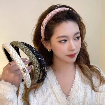 Vintage Vlnené Tenké Obrúbená Hubky Hairbands vlasy hoop pre Ženy Jesen Zima 2023 Nový kórejský Módy Čelenka pokrývku hlavy