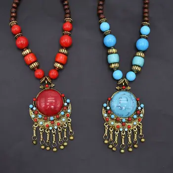 Vintage módy náhrdelník České etnický štýl žien dlho prehnané bell sveter reťazca príslušenstvo
