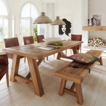 Vintage urobiť staré masívneho dreva jedálenský stôl Sassafras farba veľkej tabuli tabuľka Nordic rodine reštaurácia prihlásiť tabuľka