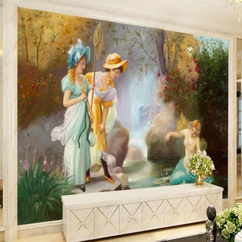 Vlastné Akejkoľvek Veľkosti Tapety Európskej Obrázok Olej Maľovanie nástenná maľba Pozadia Dekorácie Abstraktných De Parede Domov Dekor Tapety 3D Fresco